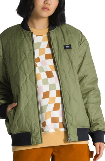 Shop Vans Pickett Quilted Bomber Jacket In Loden Green