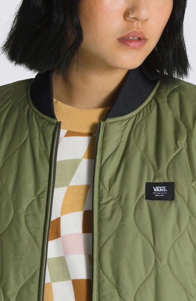 Vans Pickett Quilted Bomber Jacket In Loden Green