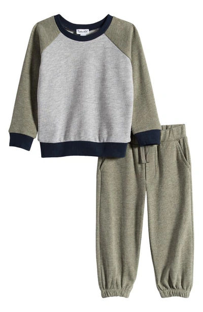 Shop Splendid Colorblock Sweatshirt & Sweatpants Set In Light Heather Grey