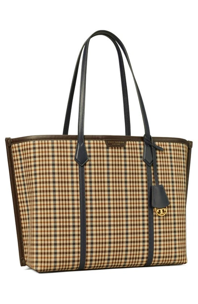 Shop Tory Burch Perry Plaid Triple Compartment Tote In Multi