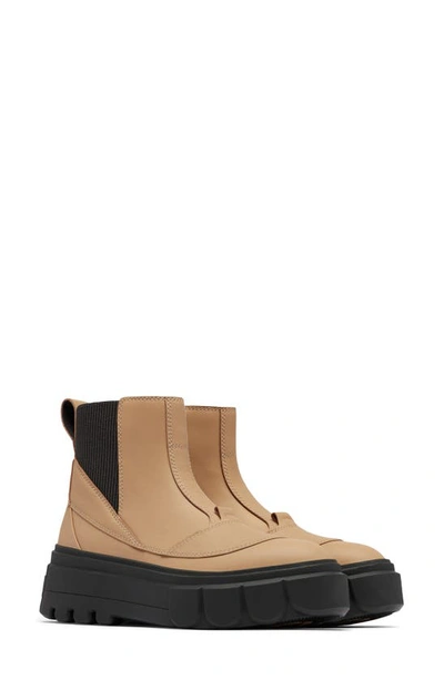 Shop Sorel Waterproof Platform Chelsea Boot In Canoe/ Jet