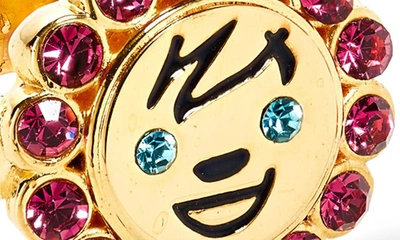 Shop Chopova Lowena Crystal Face Ring In Gold Multi