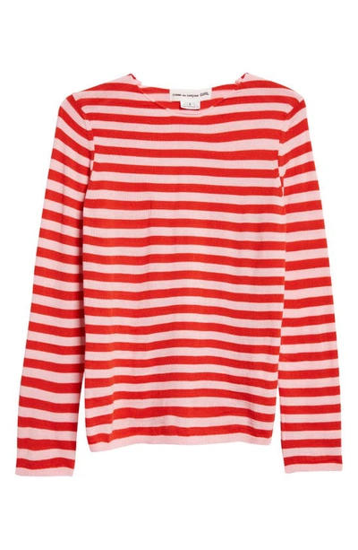 Shop Comme Des Garcons Girl Stripe Jersey Sweater In Pink X Red