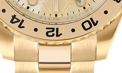 Shop Philipp Plein Gmt-i Challenger Bracelet Watch, 44mm In Ip Yellow Gold