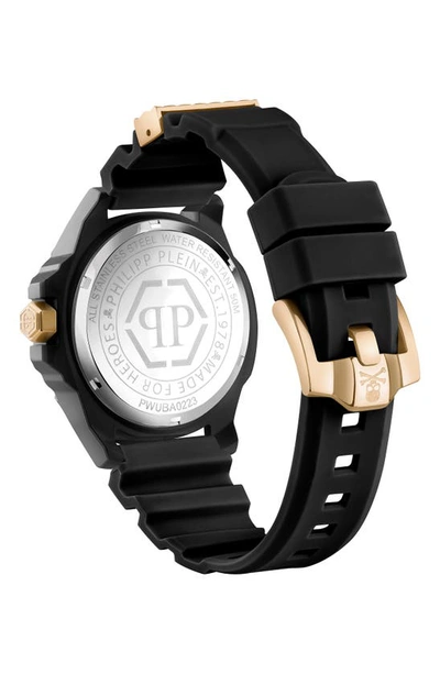 Shop Philipp Plein The $kull Silicone Strap Watch, 44mm In Black Eco Ceramic