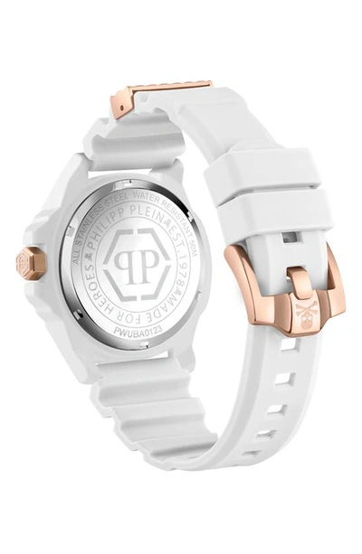 Shop Philipp Plein The $kull Silicone Strap Watch, 44mm In White Eco Ceramic