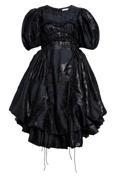 Shop Cecilie Bahnsen The Union Fil Coupé Puff Sleeve Adjustable Hem Dress In Black