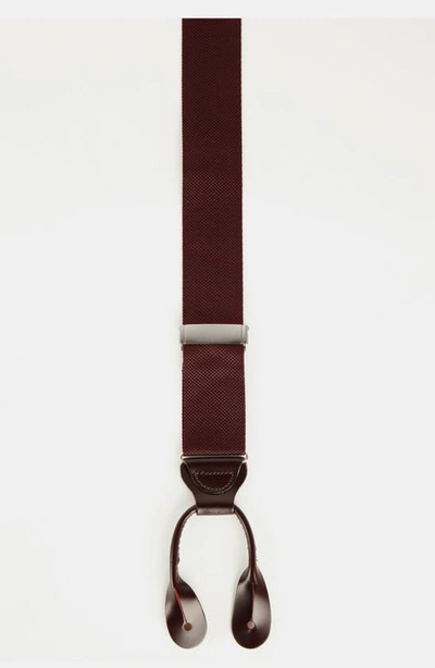 Shop Trafalgar Solid Suspenders In Burgundy