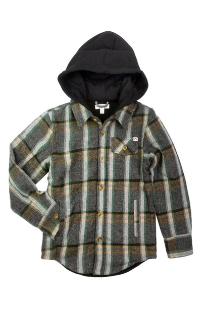 Shop Appaman Kids' Glen Hooded Shirt Jacket In Woodland Herringbone