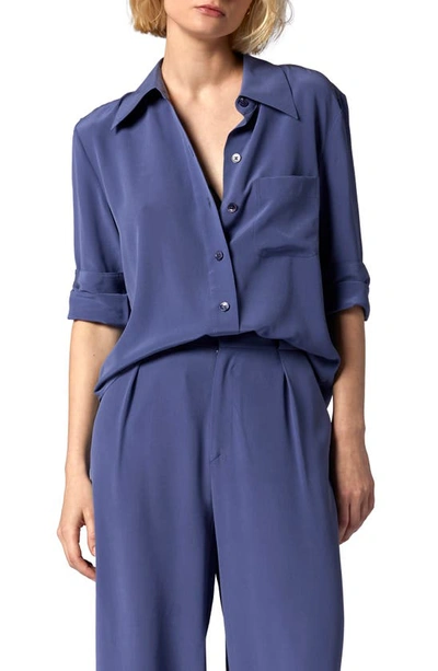 Shop Equipment Quinne Silk Button-up Shirt In Blue Indigo