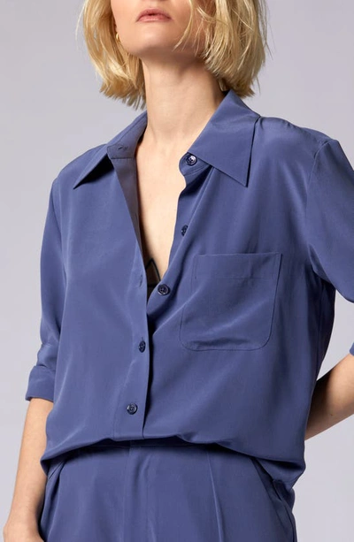 Shop Equipment Quinne Silk Button-up Shirt In Blue Indigo