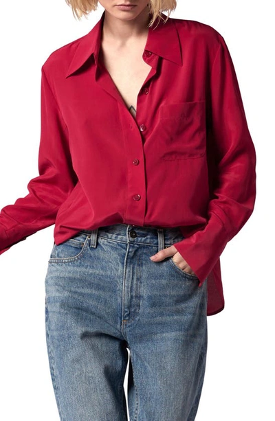 Equipment Quinne Silk Button-up Shirt In Persian Red