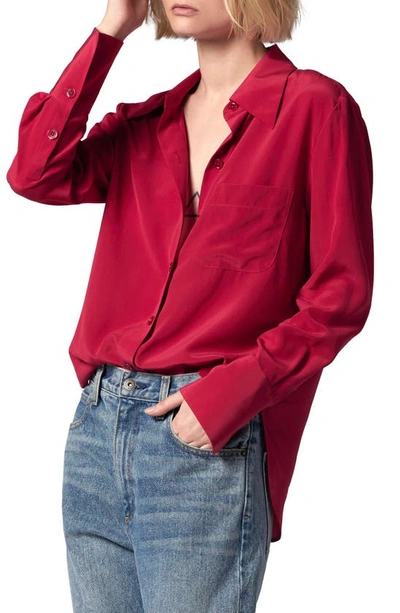 Shop Equipment Quinne Silk Button-up Shirt In Persian Red