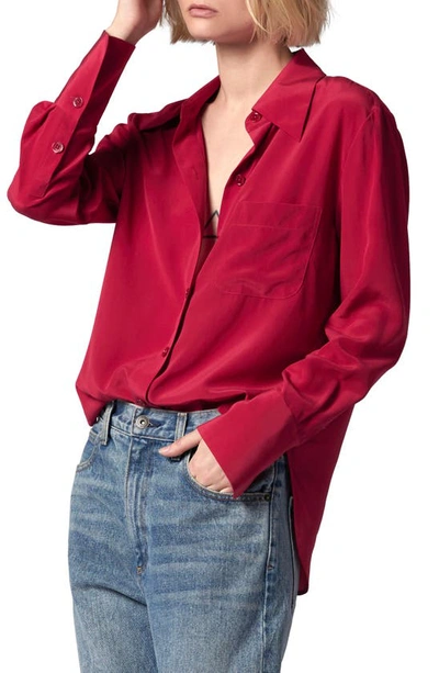 Equipment Quinne Silk Button-up Shirt In Persian Red