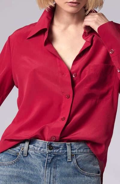 Equipment Quinne Silk Button-up Shirt In Persian Red