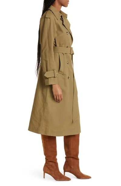 Shop Veronica Beard Connely Belted Water Resistant Trench Coat In Moss