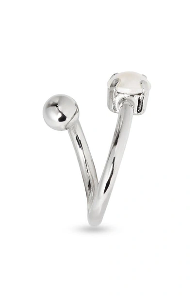 Justine Clenquet Coco Imitation Pearl Open Ring In Palladium