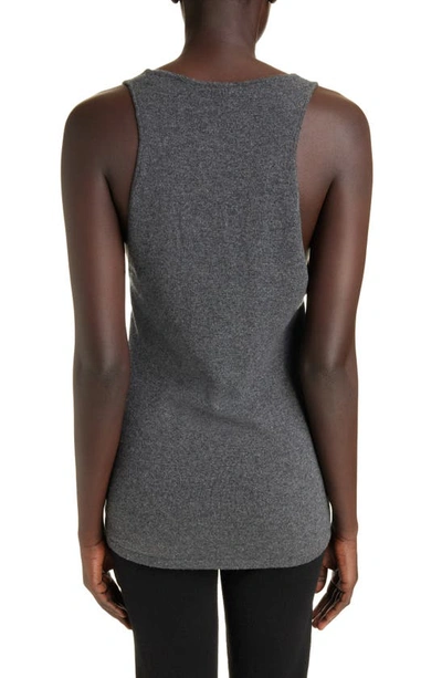 Shop Saint Laurent Scoop Neck Cashmere Sweater Tank In Gris Chine Moyen