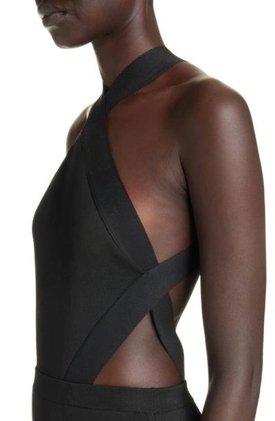 Shop Saint Laurent Crossover Halter Neck Cutout Bodysuit In Noir