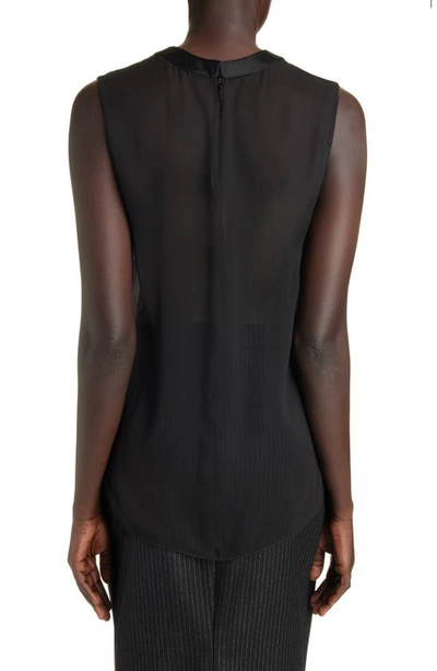 Shop Saint Laurent Relaxed Fit Sleeveless Silk Top In Noir