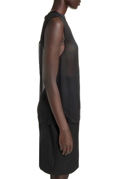 Shop Saint Laurent Relaxed Fit Sleeveless Silk Top In Noir