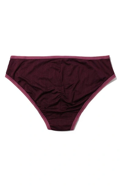 Shop Hanky Panky Movecalm Ruched Back Briefs In Dried Cherry Red/damson Plum