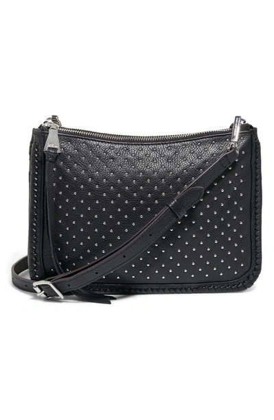 Shop Aimee Kestenberg Famous Double Zip Leather Crossbody Bag In Black W Micro Studs