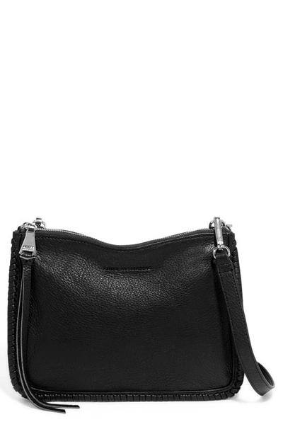 Shop Aimee Kestenberg Famous Double Zip Leather Crossbody Bag In Black W/ Silver