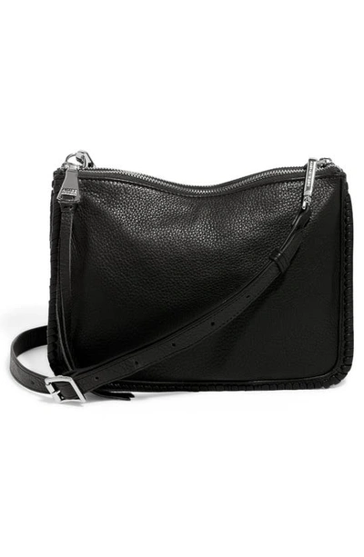 Shop Aimee Kestenberg Famous Double Zip Leather Crossbody Bag In Black W/ Silver