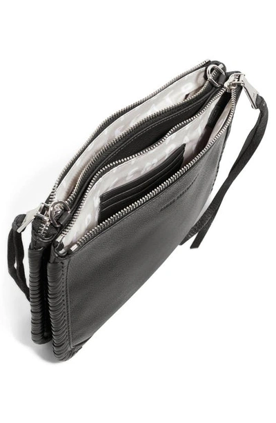 Shop Aimee Kestenberg Famous Double Zip Leather Crossbody Bag In Black W/ Silver