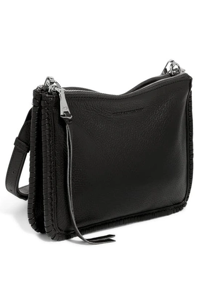 Shop Aimee Kestenberg Famous Double Zip Leather Crossbody Bag In Black W/ Silver