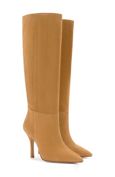 Shop Larroude Kate Pointed Toe Knee High Boot In Toasted