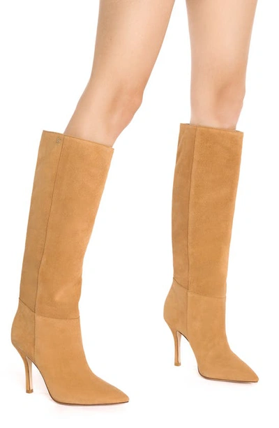 Shop Larroude Kate Pointed Toe Knee High Boot In Toasted