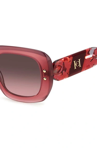 Shop Carolina Herrera 52mm Rectangular Sunglasses In Blue Red Havana/ Brown Pink