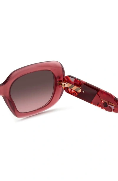 Shop Carolina Herrera 52mm Rectangular Sunglasses In Blue Red Havana/ Brown Pink