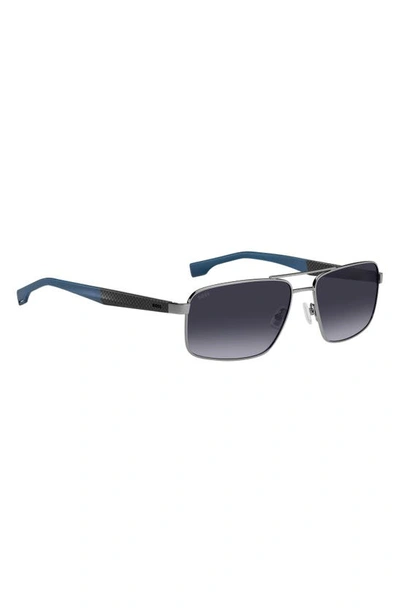 Shop Hugo Boss 59mm Aviator Sunglasses In Ruth Blue/ Grey