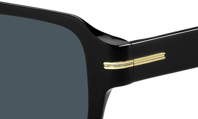 Shop Hugo Boss 53mm Flat Top Sunglasses In Black/ Blue Antireflex