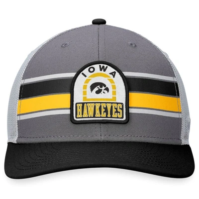 Shop Top Of The World Gray/black Iowa Hawkeyes Aurora Trucker Adjustable Hat
