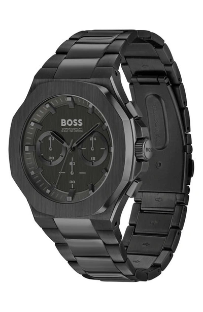 Shop Hugo Boss Taper Chronograph Bracelet Watch, 45mm In Black