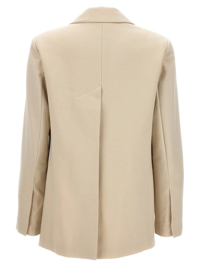 Shop Helmut Lang Logo Band Blazer Jackets Beige