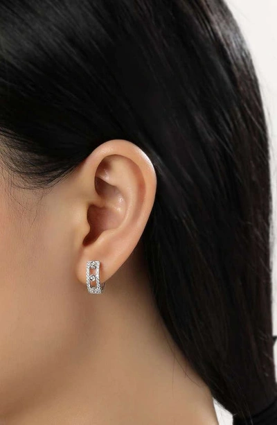 Lafonn Simulated Diamond Huggie Hoop Earrings In Silver/ Clear