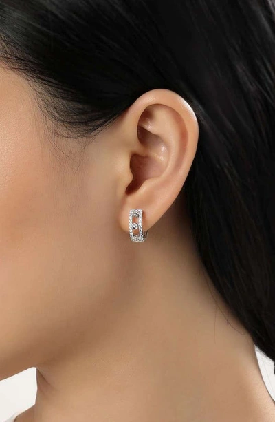 Lafonn Simulated Diamond Huggie Hoop Earrings In Silver/ Clear