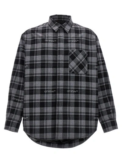 Shop Off-white Check Flannel Padded Casual Jackets, Parka In Gray