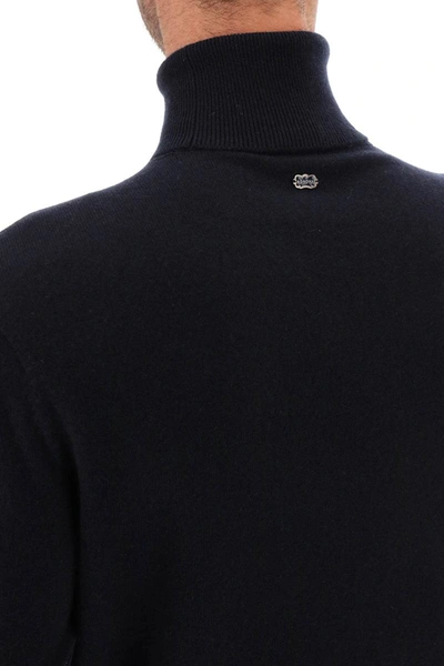Shop Agnona Seamless Cashmere Turtleneck Sweater In Blue