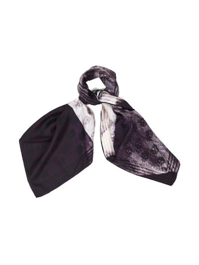 Shop Alexander Mcqueen Biker Exploded Orchid Scarf In Ivory And In Black