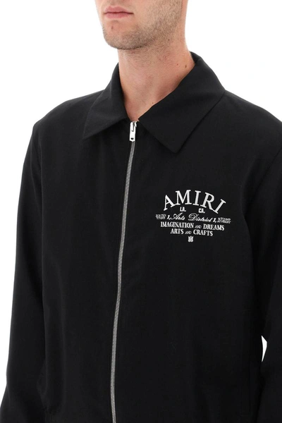 Shop Amiri Blouson Jacket With Arts District Embroidery In Black