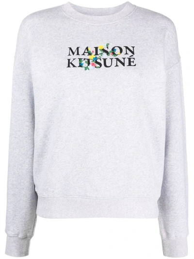 Shop Maison Kitsuné Maison Kitsune Flowers Comfort Sweatshirt Clothing In Grey