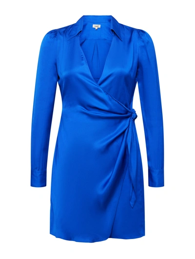 Shop L Agence Amani Wrap Dress In Bright Cobalt