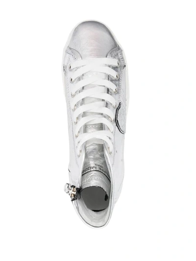 Shop Philippe Model Paris Haute High-top Sneakers In Metallic In Silver