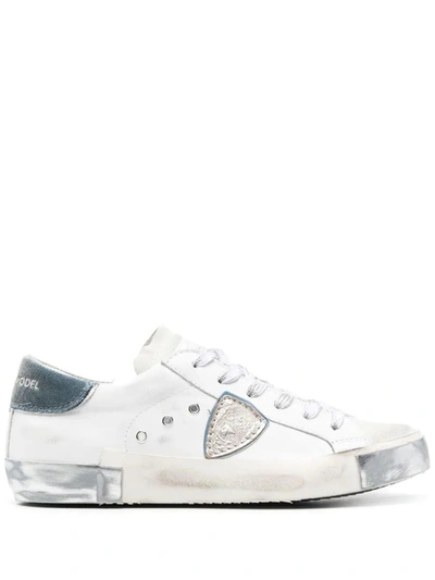 Shop Philippe Model Paris Low Sneakers - , Blue And Silver In White